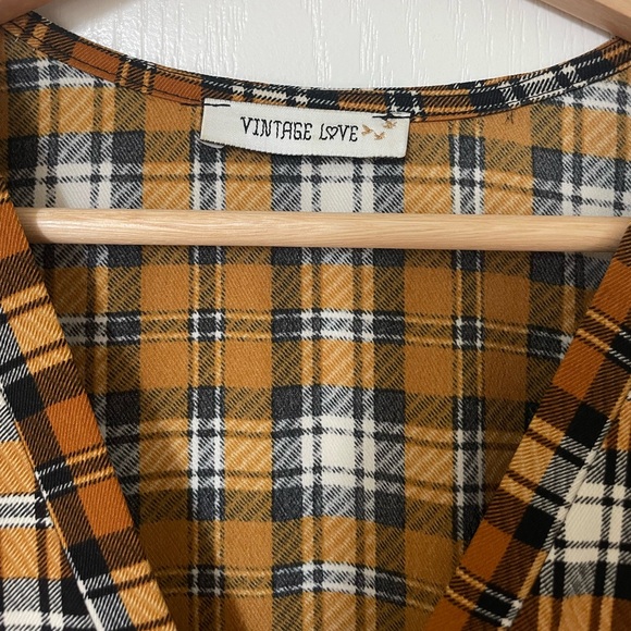 Plaid Long Sleeve Babydoll Dress - Picture 3 of 4